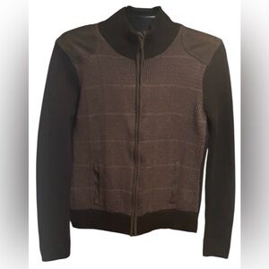 Lauren Ralph Lauren Houndstooth Ribbed Full Zipped Cardigan/Sweater.
